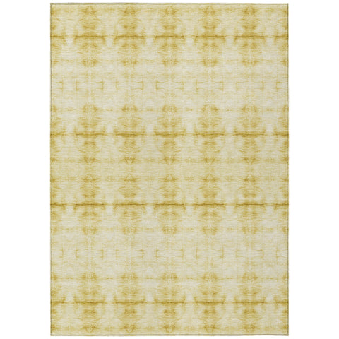 5' X 8' Wheat And Gold Geometric Washable Indoor Outdoor Area Rug