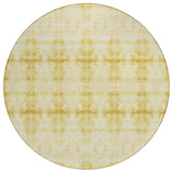 8' Wheat And Gold Round Geometric Washable Indoor Outdoor Area Rug