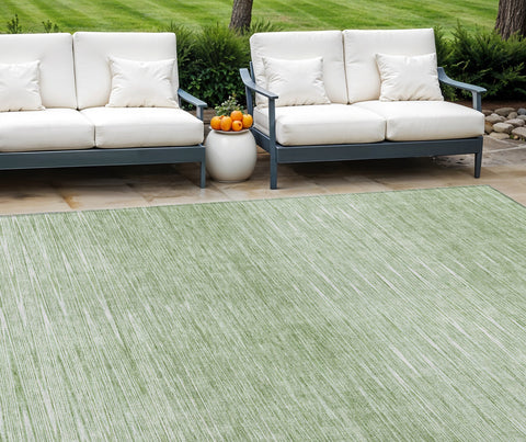 8' X 10' Artichoke Green And Green Abstract Washable Indoor Outdoor Area Rug