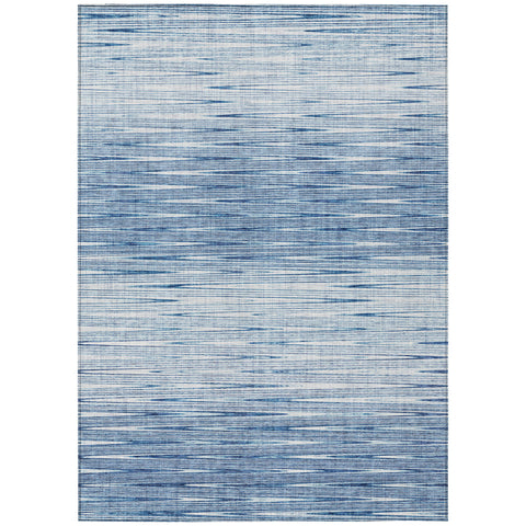 3' X 5' Navy Blue And Sky Blue Abstract Washable Indoor Outdoor Area Rug