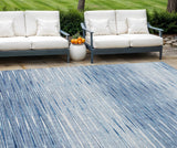 8' X 10' Navy Blue And Sky Blue Abstract Washable Indoor Outdoor Area Rug