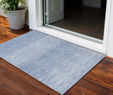 3' X 5' Denim Blue And Blue Abstract Washable Indoor Outdoor Area Rug
