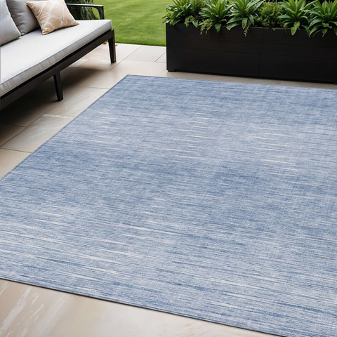 5' X 8' Denim Blue And Blue Abstract Washable Indoor Outdoor Area Rug