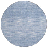 8' Denim Blue And Blue Round Abstract Washable Indoor Outdoor Area Rug