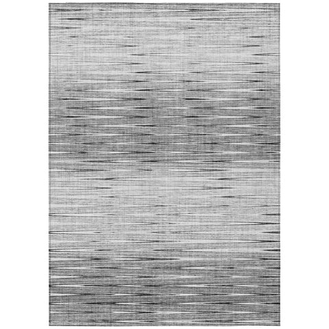 5' X 8' Gray And Charcoal Abstract Washable Indoor Outdoor Area Rug