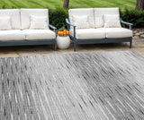 8' X 10' Gray And Charcoal Abstract Washable Indoor Outdoor Area Rug