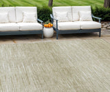 8' X 10' Khaki And Beige Abstract Washable Indoor Outdoor Area Rug