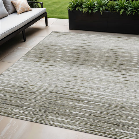5' X 8' Taupe And Beige Abstract Washable Indoor Outdoor Area Rug