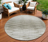 8' Taupe And Beige Round Abstract Washable Indoor Outdoor Area Rug