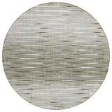 8' Taupe And Beige Round Abstract Washable Indoor Outdoor Area Rug