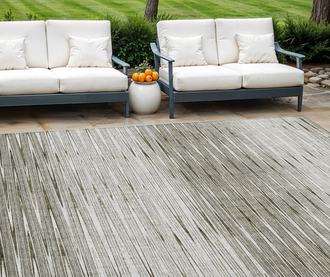 8' X 10' Taupe And Beige Abstract Washable Indoor Outdoor Area Rug