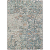 5' X 8' Green Blue And Gray Oriental Washable Indoor Outdoor Area Rug