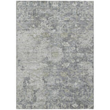3' X 5' Gray Beige And Charcoal Oriental Washable Indoor Outdoor Area Rug
