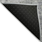 3' X 5' Gray Beige And Charcoal Oriental Washable Indoor Outdoor Area Rug