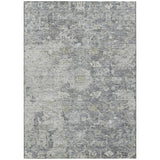 8' X 10' Gray Beige And Charcoal Oriental Washable Indoor Outdoor Area Rug