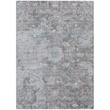 3' X 5' Brown And Blue Oriental Washable Indoor Outdoor Area Rug