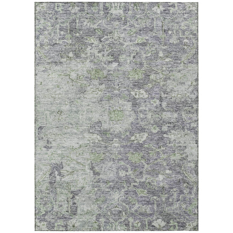 8' X 10' Plum Purple And Olive Green Oriental Washable Indoor Outdoor Area Rug