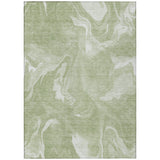 3' X 5' Artichoke Green Fern Green And Ivory Abstract Washable Indoor Outdoor Area Rug