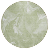 8' Artichoke Green Fern Green And Ivory Round Abstract Washable Indoor Outdoor Area Rug