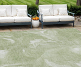 8' X 10' Artichoke Green Fern Green And Ivory Abstract Washable Indoor Outdoor Area Rug