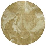 8' Brown Beige And Ivory Round Abstract Washable Indoor Outdoor Area Rug