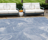 8' X 10' Blue And Sky Blue Abstract Washable Indoor Outdoor Area Rug