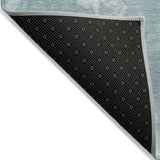5' X 8' Teal Blue And Aqua Abstract Washable Indoor Outdoor Area Rug