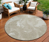 8' Taupe And Beige Round Abstract Washable Indoor Outdoor Area Rug