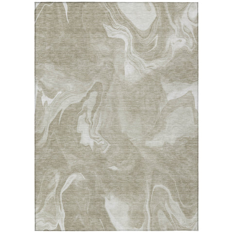8' X 10' Taupe And Beige Abstract Washable Indoor Outdoor Area Rug