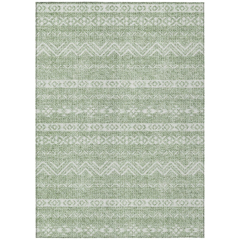 3' X 5' Artichoke Green And Green Southwestern Washable Indoor Outdoor Area Rug