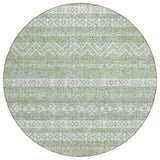 8' Artichoke Green And Green Round Southwestern Washable Indoor Outdoor Area Rug