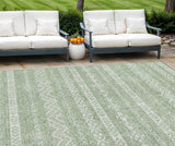 8' X 10' Artichoke Green And Green Southwestern Washable Indoor Outdoor Area Rug