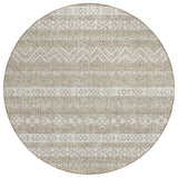 8' Beige And Ivory Round Southwestern Washable Indoor Outdoor Area Rug