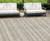 8' X 10' Beige And Ivory Southwestern Washable Indoor Outdoor Area Rug