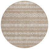 8' Brown And Beige Round Southwestern Washable Indoor Outdoor Area Rug