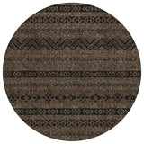 8' Chocolate And Brown Round Southwestern Washable Indoor Outdoor Area Rug