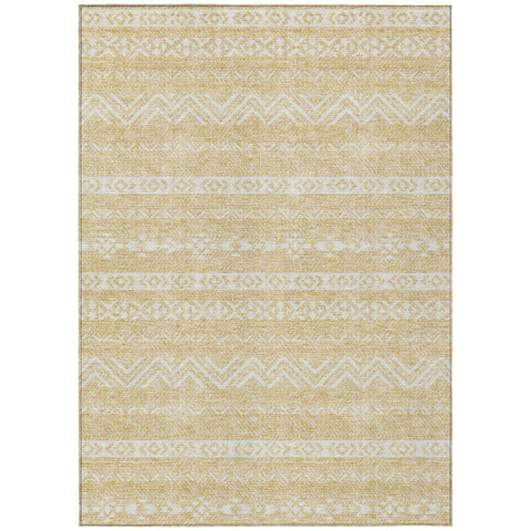 5' X 8' Gold And Beige Southwestern Washable Indoor Outdoor Area Rug