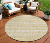 8' Gold And Beige Round Southwestern Washable Indoor Outdoor Area Rug