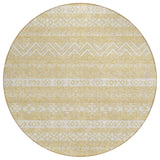 8' Gold And Beige Round Southwestern Washable Indoor Outdoor Area Rug