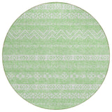 8' Lime Green And Green Round Southwestern Washable Indoor Outdoor Area Rug