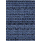 5' X 8' Navy Blue And Black Southwestern Washable Indoor Outdoor Area Rug