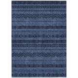 8' X 10' Navy Blue Southwestern Washable Indoor Outdoor Area Rug