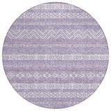 8' Purple And Lavender Round Southwestern Washable Indoor Outdoor Area Rug