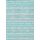 5' X 8' Teal Blue And Aqua Southwestern Washable Indoor Outdoor Area Rug