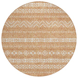 8' Terra Cotta And Beige Round Southwestern Washable Indoor Outdoor Area Rug