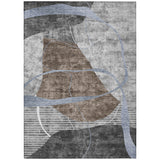 3' X 5' Chocolate Gray And Charcoal Abstract Washable Indoor Outdoor Area Rug