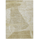 5' X 8' Beige Taupe And Tan Abstract Washable Indoor Outdoor Area Rug