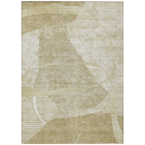 5' X 8' Beige Taupe And Tan Abstract Washable Indoor Outdoor Area Rug