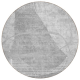 8' Gray Silver And Ivory Round Abstract Washable Indoor Outdoor Area Rug
