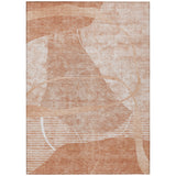 3' X 5' Salmon Copper And Ivory Abstract Washable Indoor Outdoor Area Rug